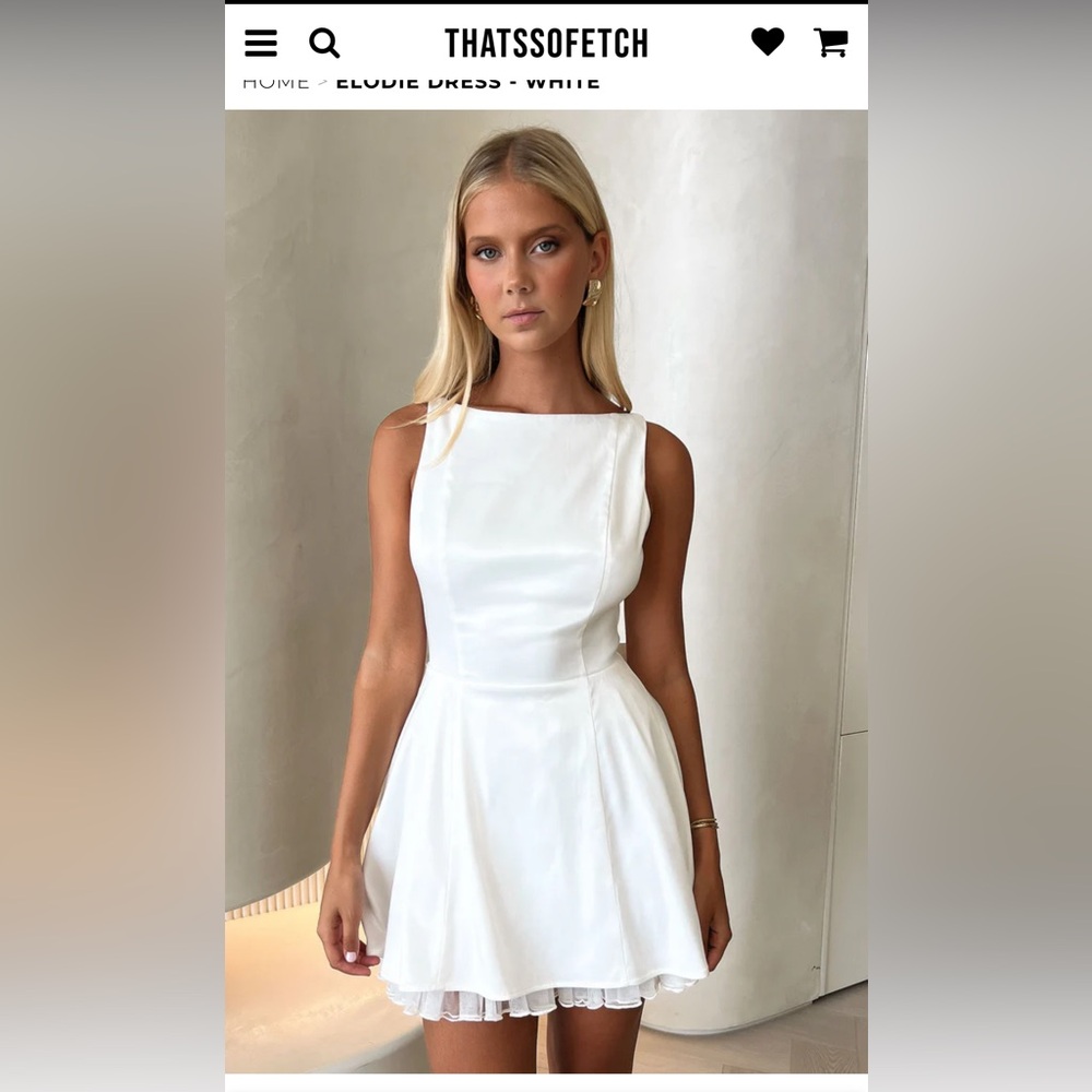 NWT White Mini Dress Bow Open Back